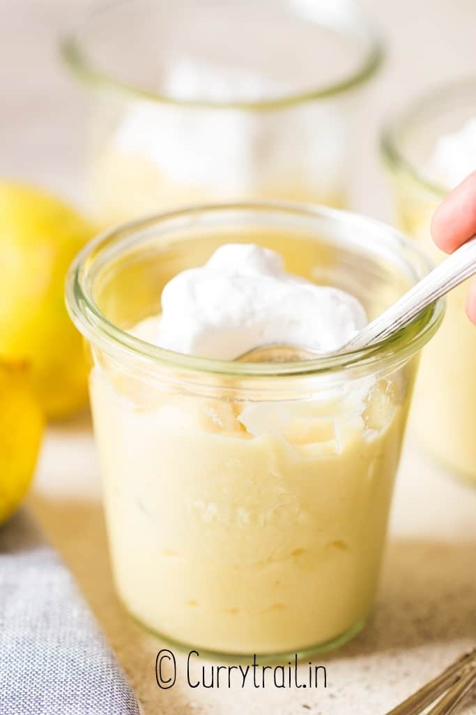 lemon pudding in 3 jars