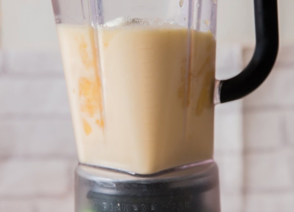 dole whip ingredients blended in a blender.