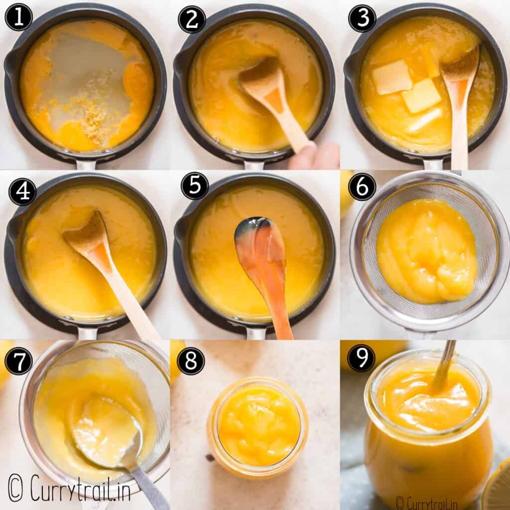 step by step picture collage of lemon curd