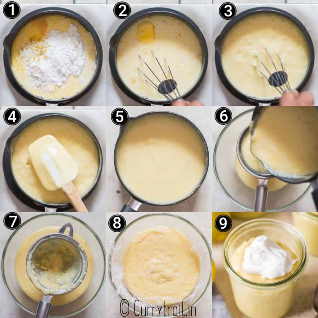 step by step picture collage of how to make lemon pudding