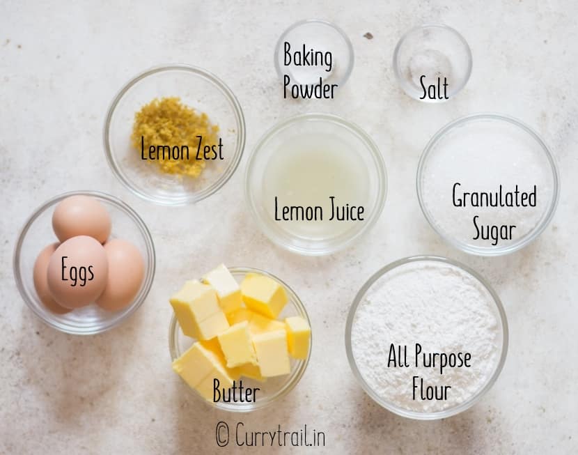 all ingredients for lemon brownies