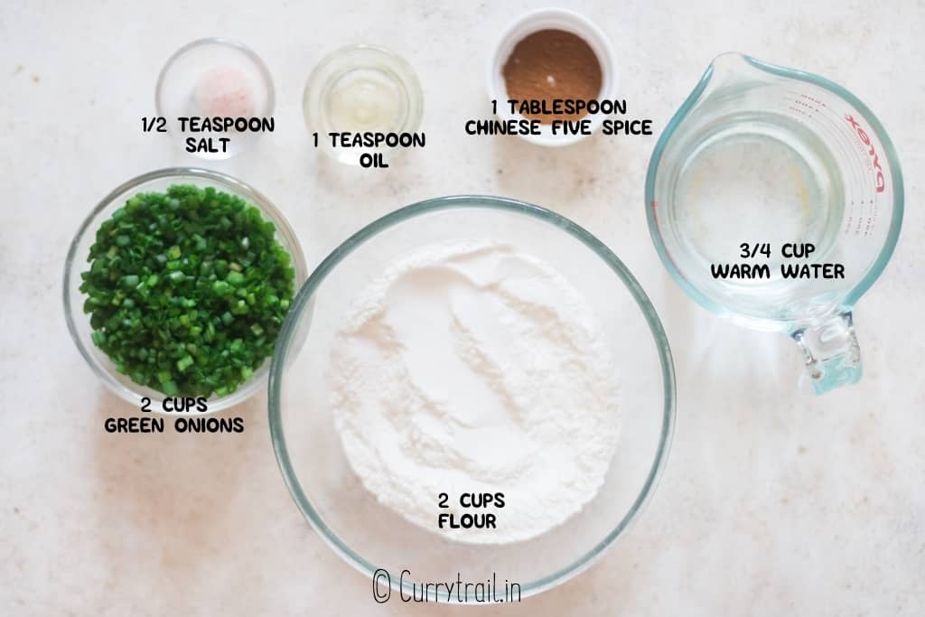 all ingredients for scallion pancakes