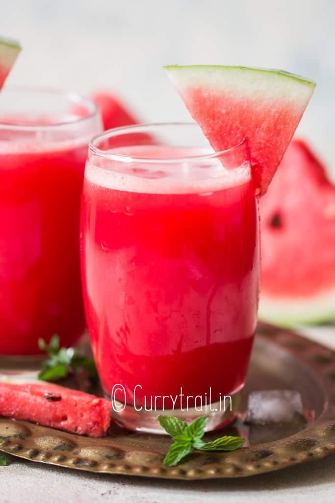 refreshing watermelon juice in 2 glasses