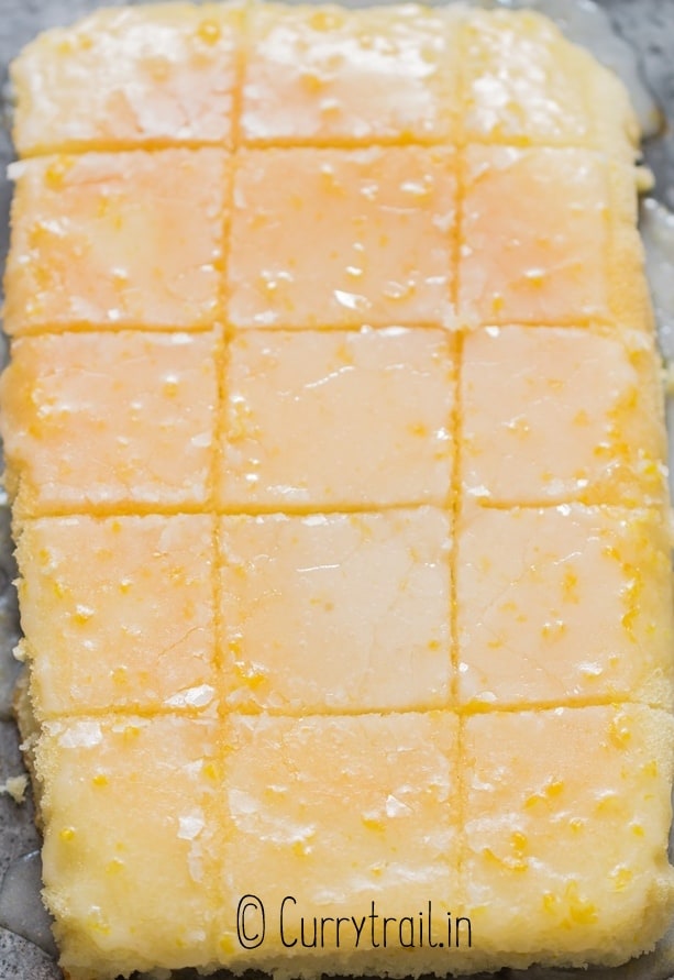 slices of lemon brownies on baking tray