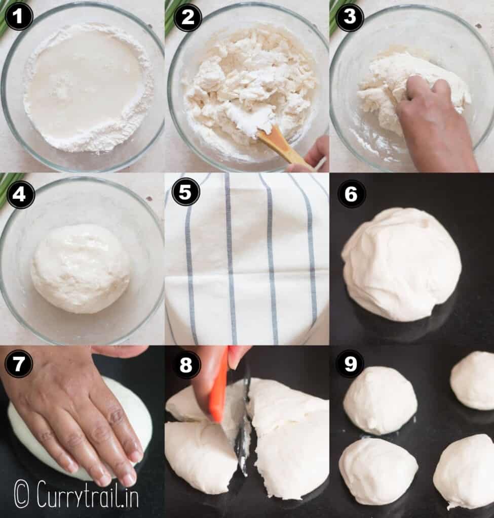 step by step pictorial collage for scallion pancakes