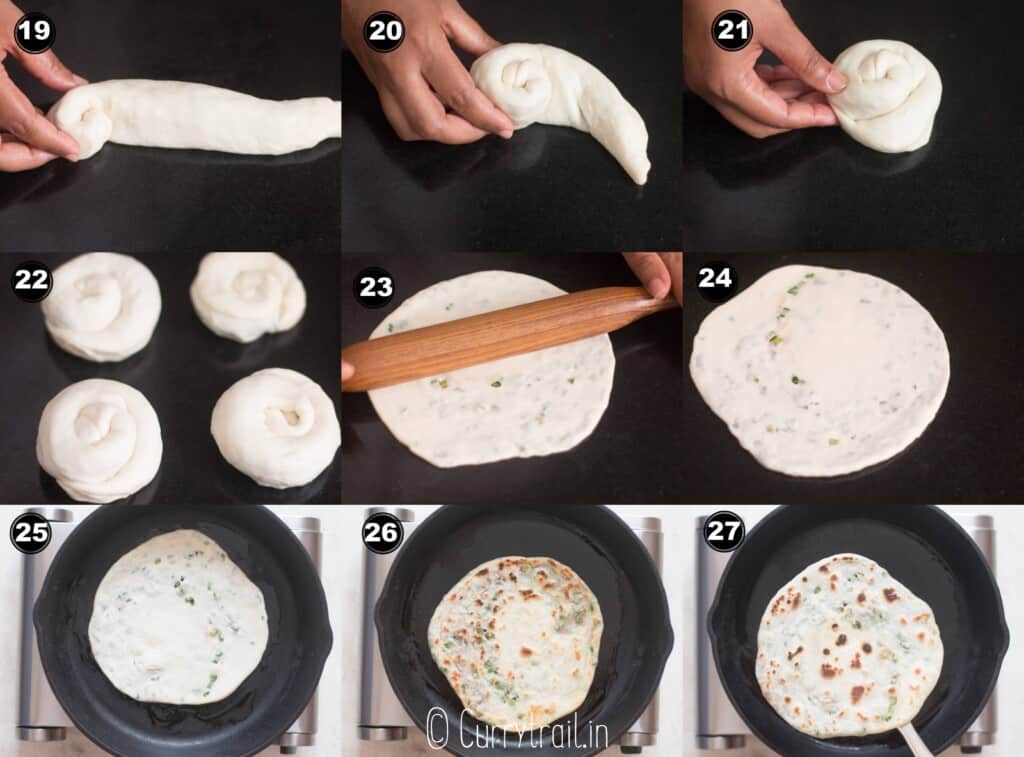 step by step pictorial collage for scallion pancakes