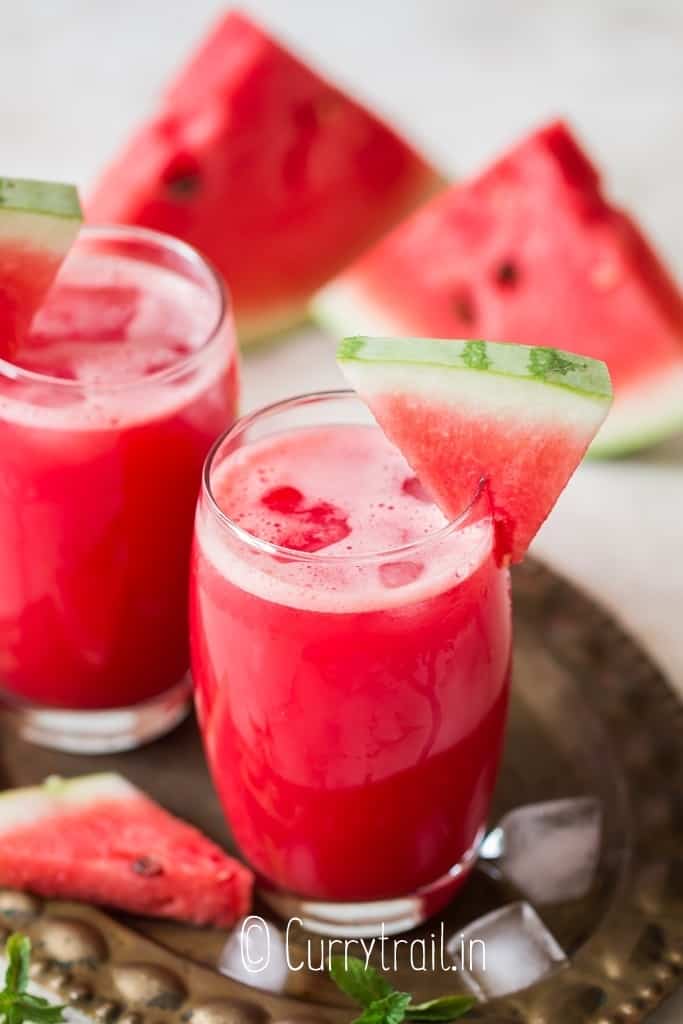 2 glasses of watermelon juice