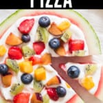 watermelon dessert pizza with text