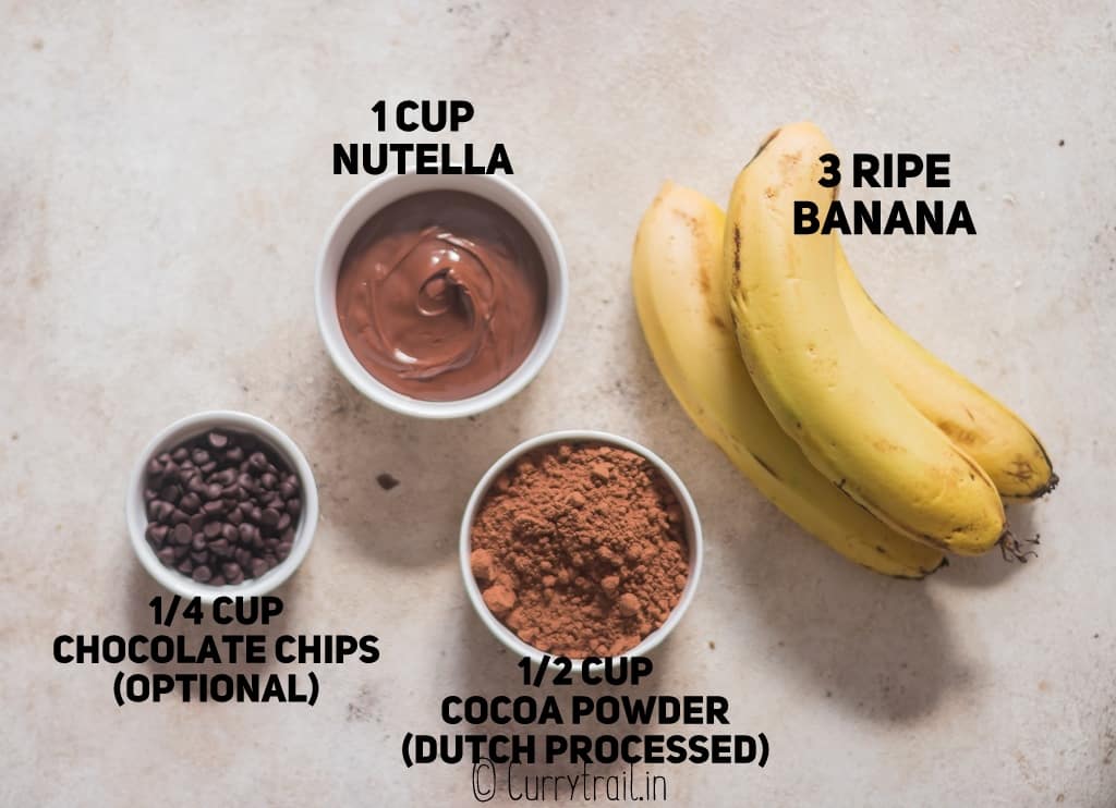 all ingredients for 3 ingredients Nutella brownies