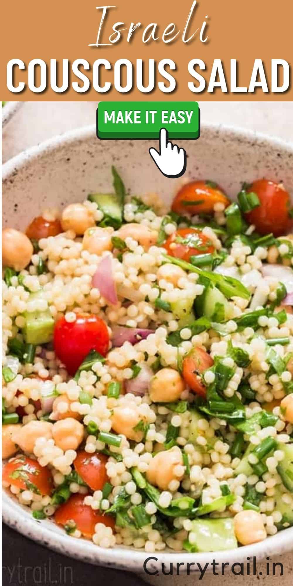 Easy Israeli Couscous Salad with Chickpeas and Herbs CurryTrail
