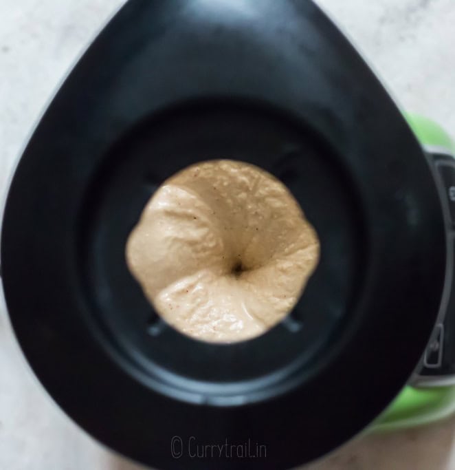 blending hummus in a blender.
