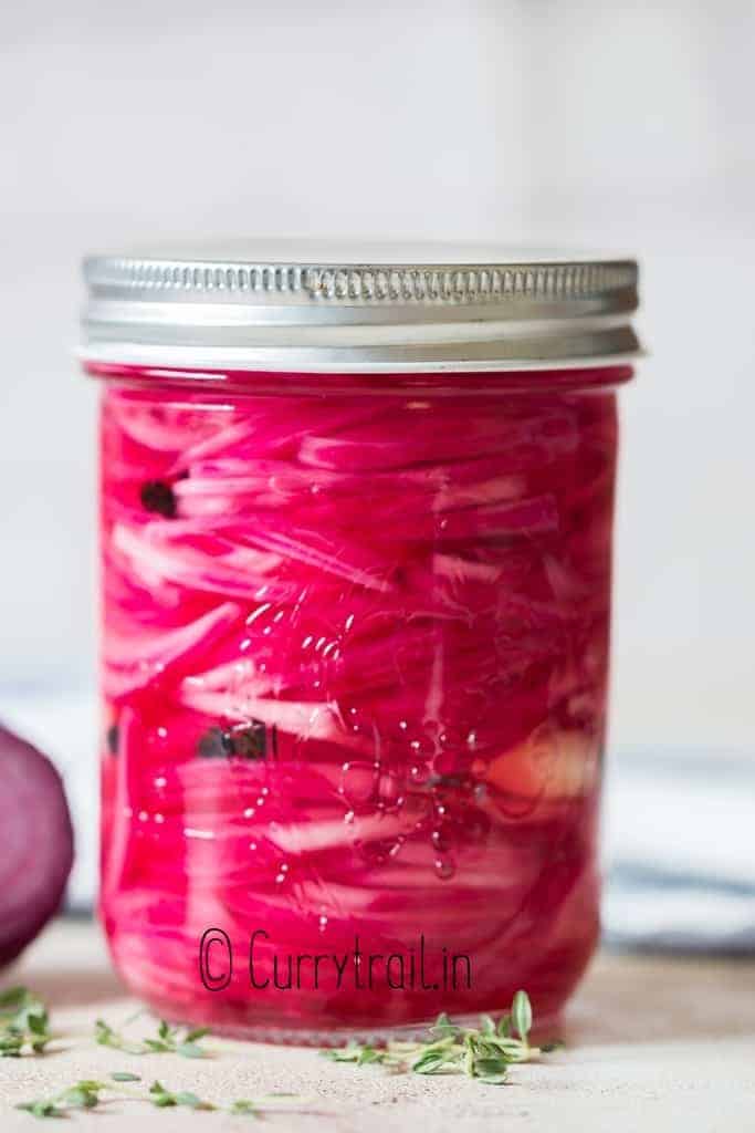 easy pickled red onion in jar