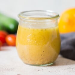 Greek salad dressing in mason jar