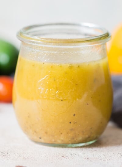 Greek salad dressing in mason jar