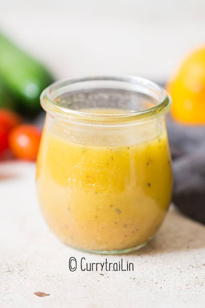 a jar of Greek style salad dressing