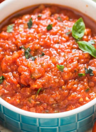 spicy marinara sauce in bowl.