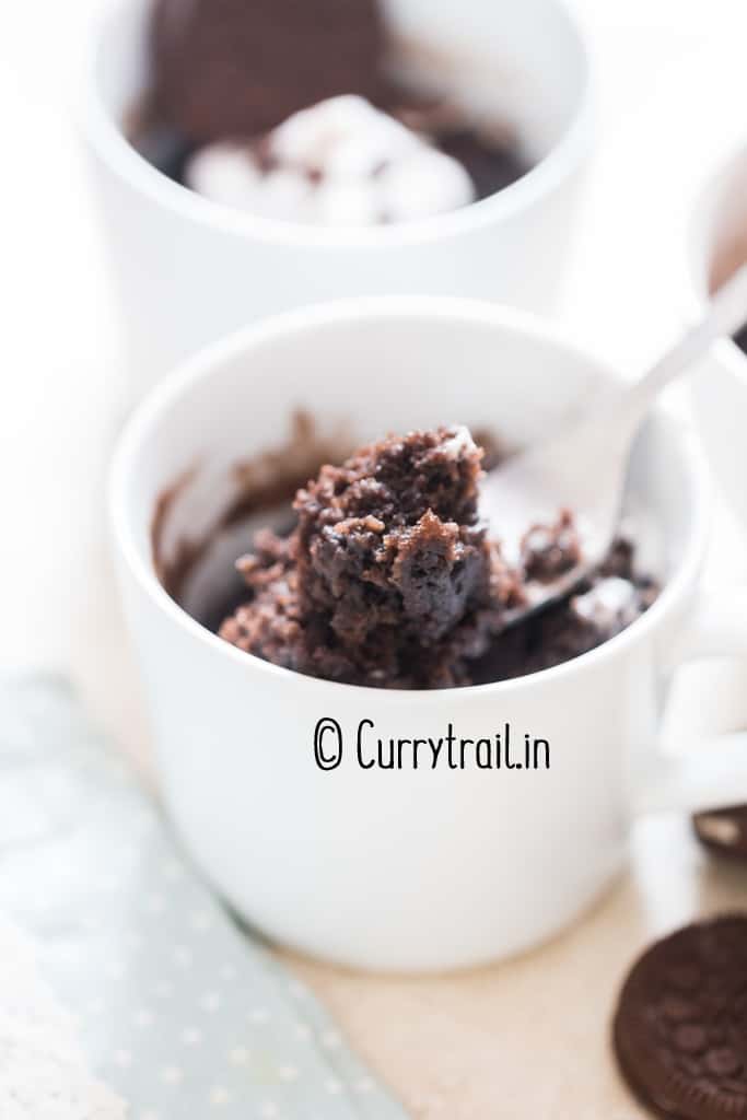 moist, fluffy mug cake made of oreo and milk