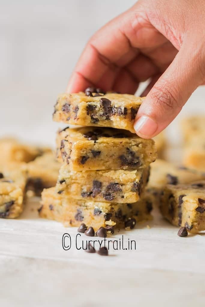 stacks of chocolate chip cookie bars