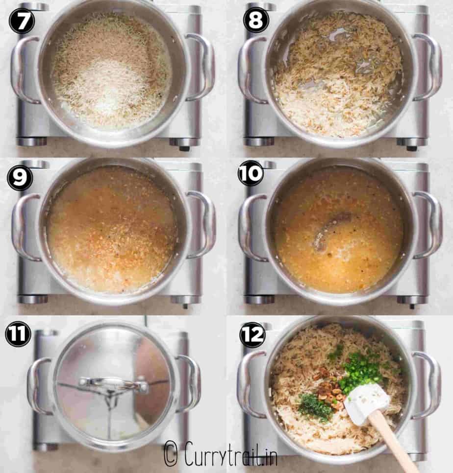 Step by step picture collage how to make garlic butter rice