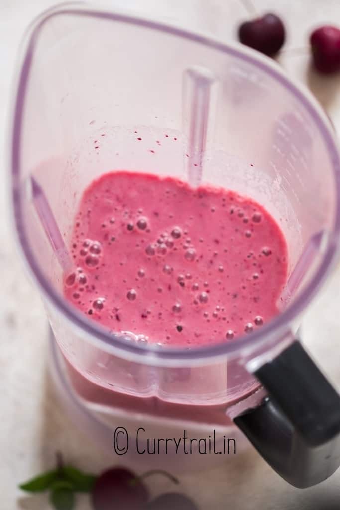 cherry smoothie in blender