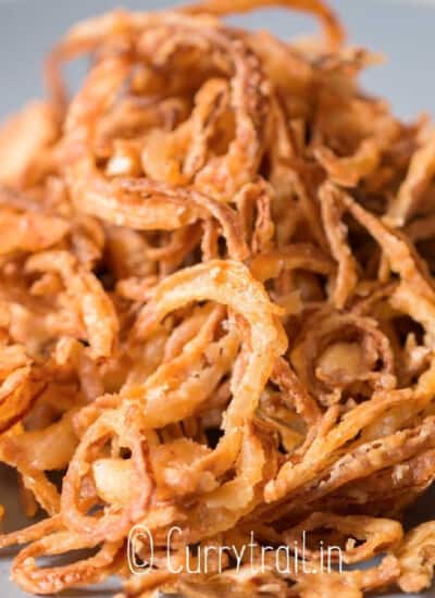 fried onions on plate