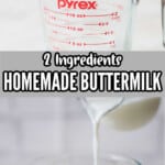 homemade buttermilk substitute in a glass jar with text overlay