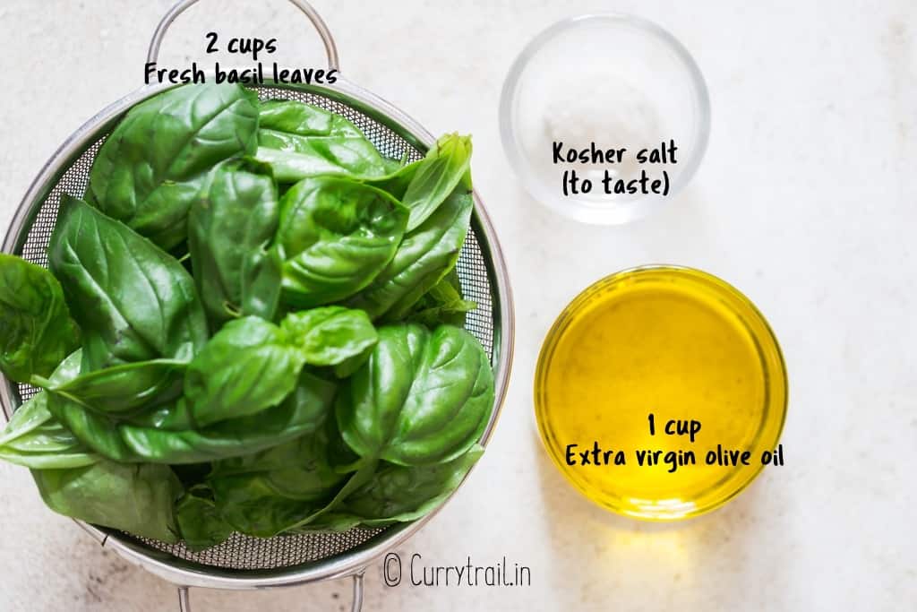 all ingredients for basil oil