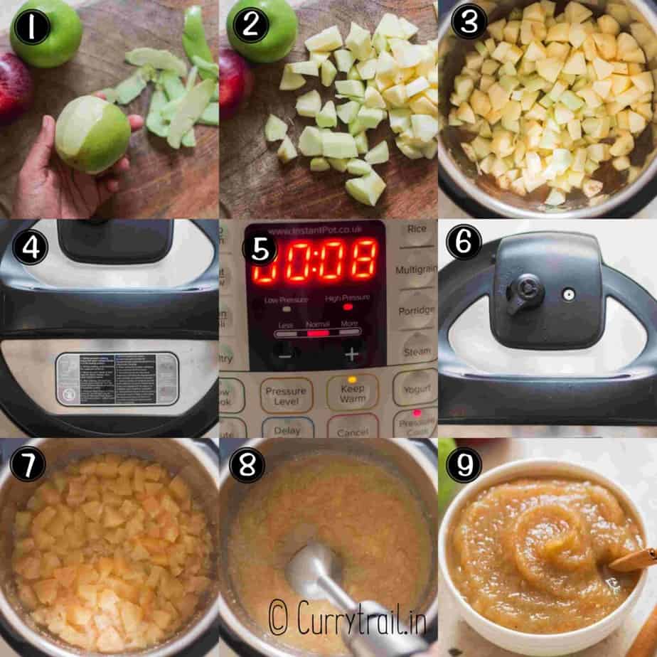 step by step picture collage of how to make instant pot applesauce