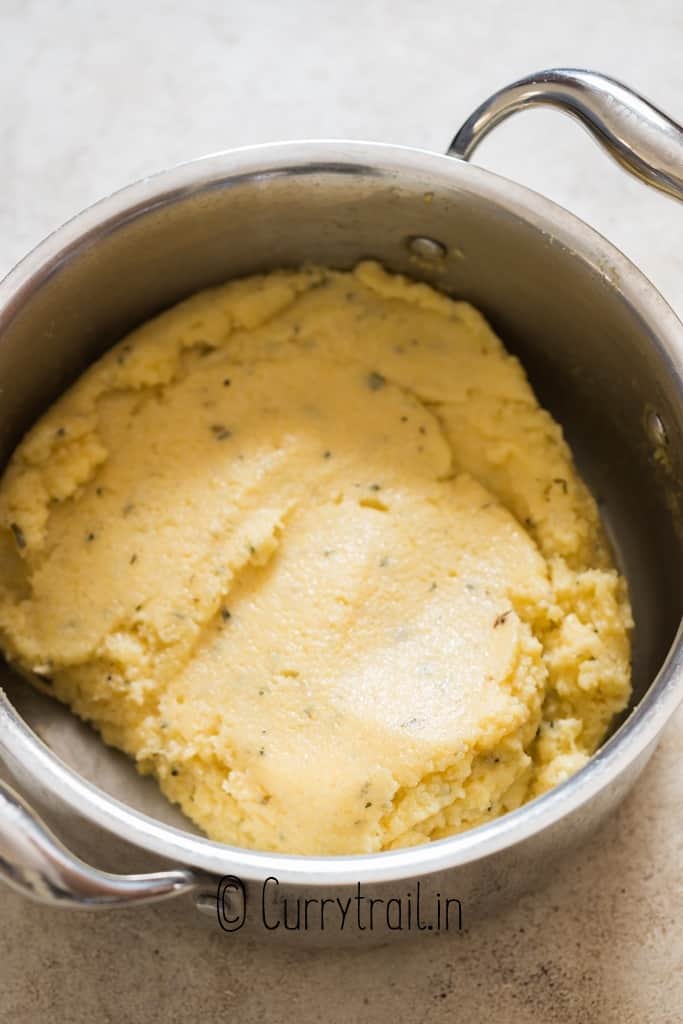 cheesy polenta in pot