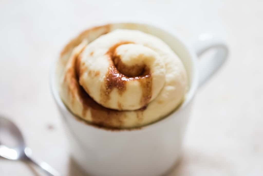 microwave cinnamon roll in a mug.