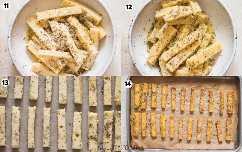 step by step picture collage of polenta fries