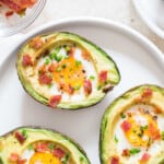 avocado egg bake boats with bacon and chives