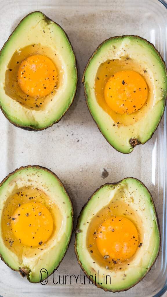 before baking eggs in avocado baots