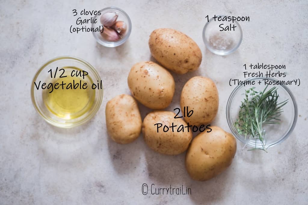 all ingredients for roast potatoes