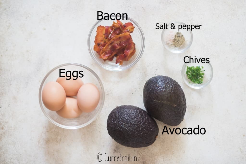 all ingredients for avocado egg boats
