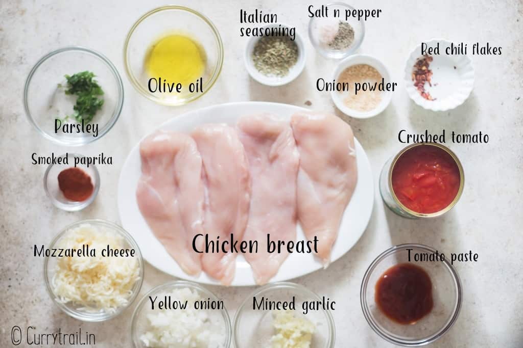 all ingredients for mozzarella chicken