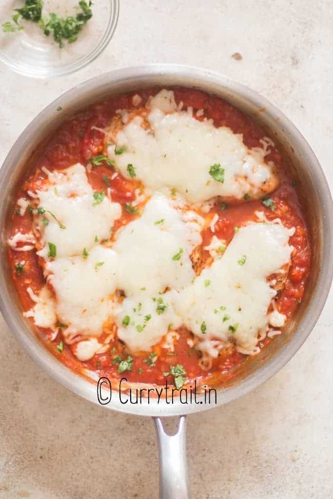 mozzarella chicken cooked in skillet