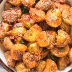 crispy parmesan potatoes roasted in bowl