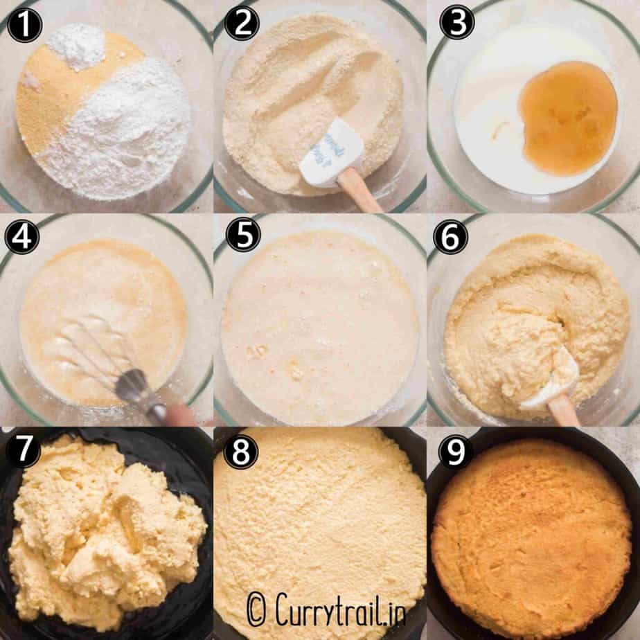 step by step picture collage of cornbread with buttermilk