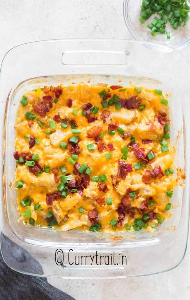 crack potatoes in casserole dish