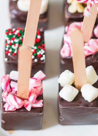 different toppings hot chocolate sticks