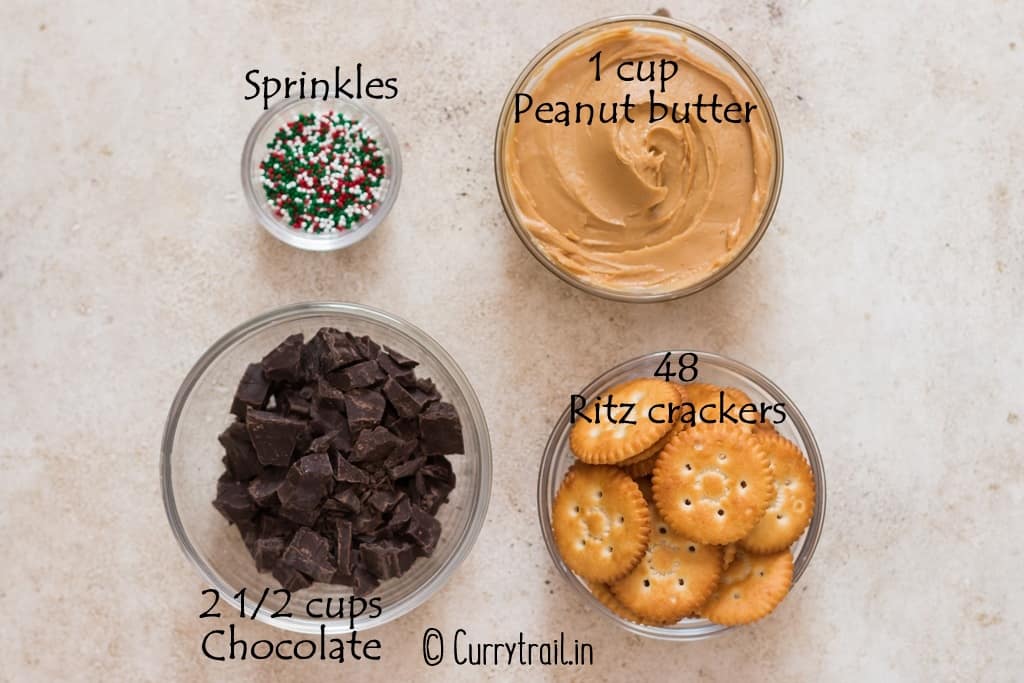 all ingredients for Ritz cracker cookies
