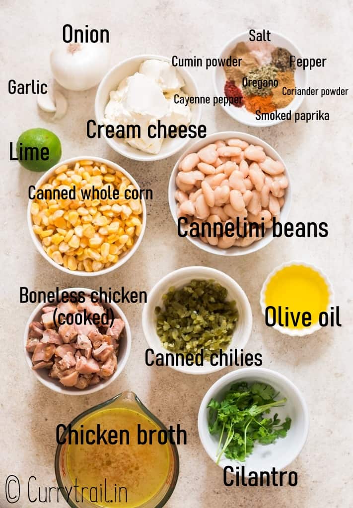 ingredients to make white chili chicken