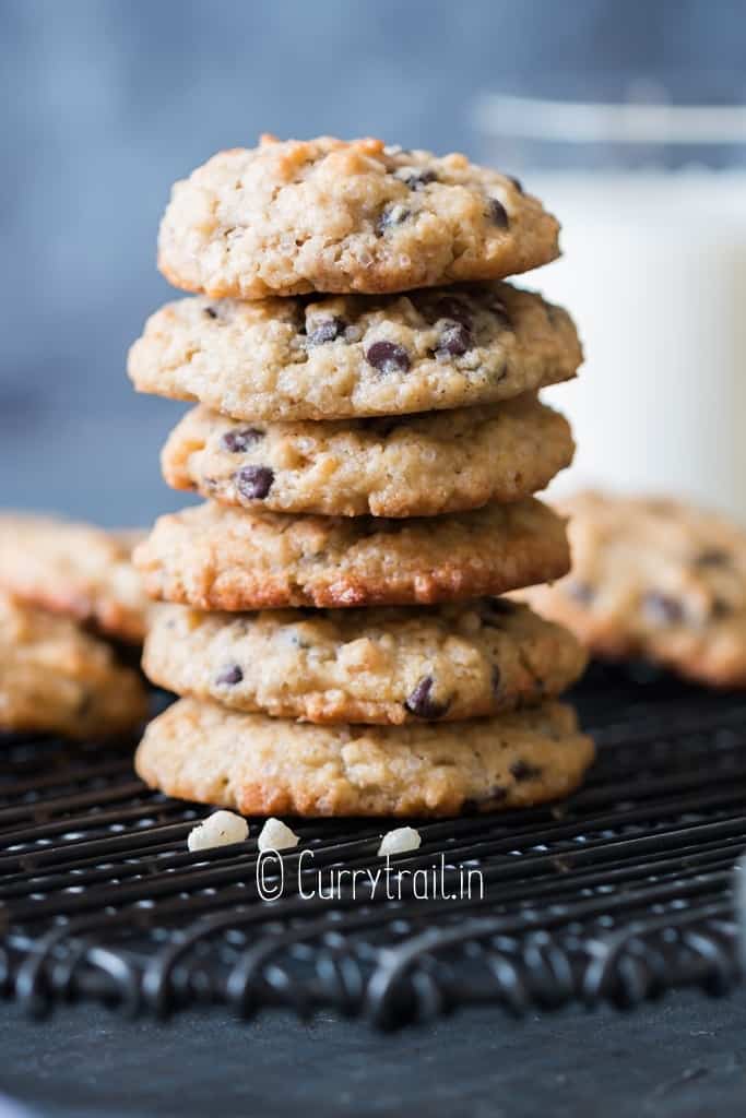 rice cereal rice and oats cookies stacked up