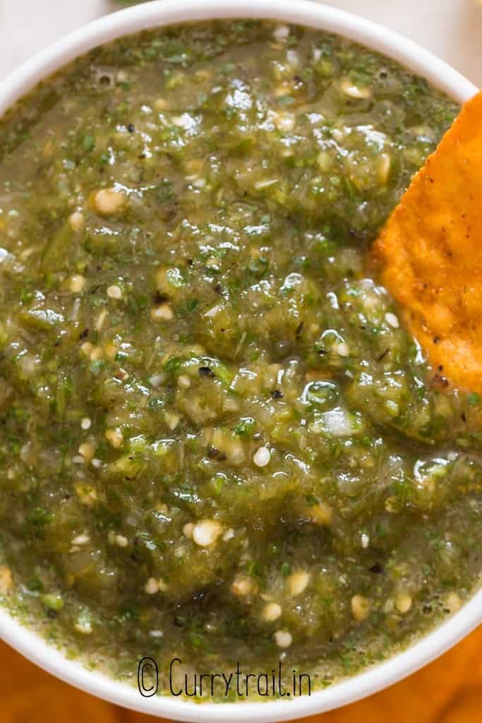 tomatillo salsa with chips