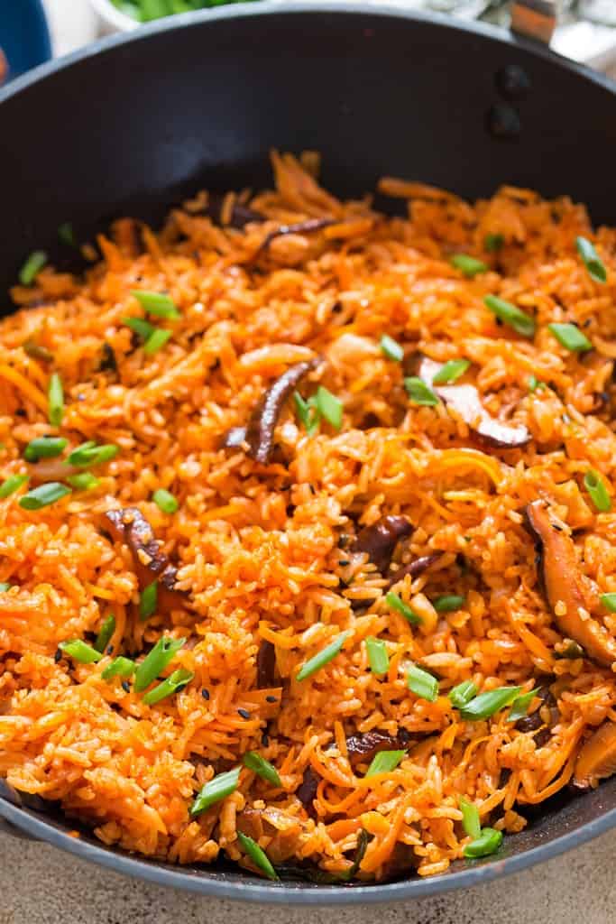 kimchi fried rice cooked in wok