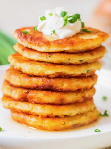 crispy mashed potato pancakes stacks