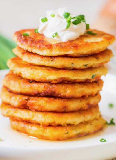 crispy mashed potato pancakes stacks