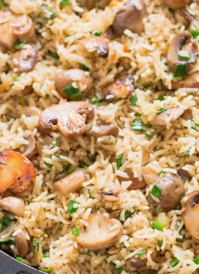 close view of mushroom rice