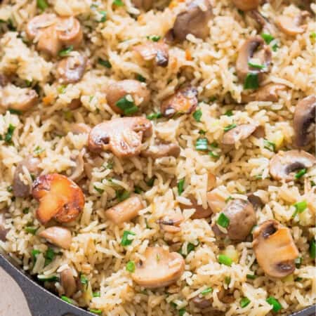 close view of mushroom rice